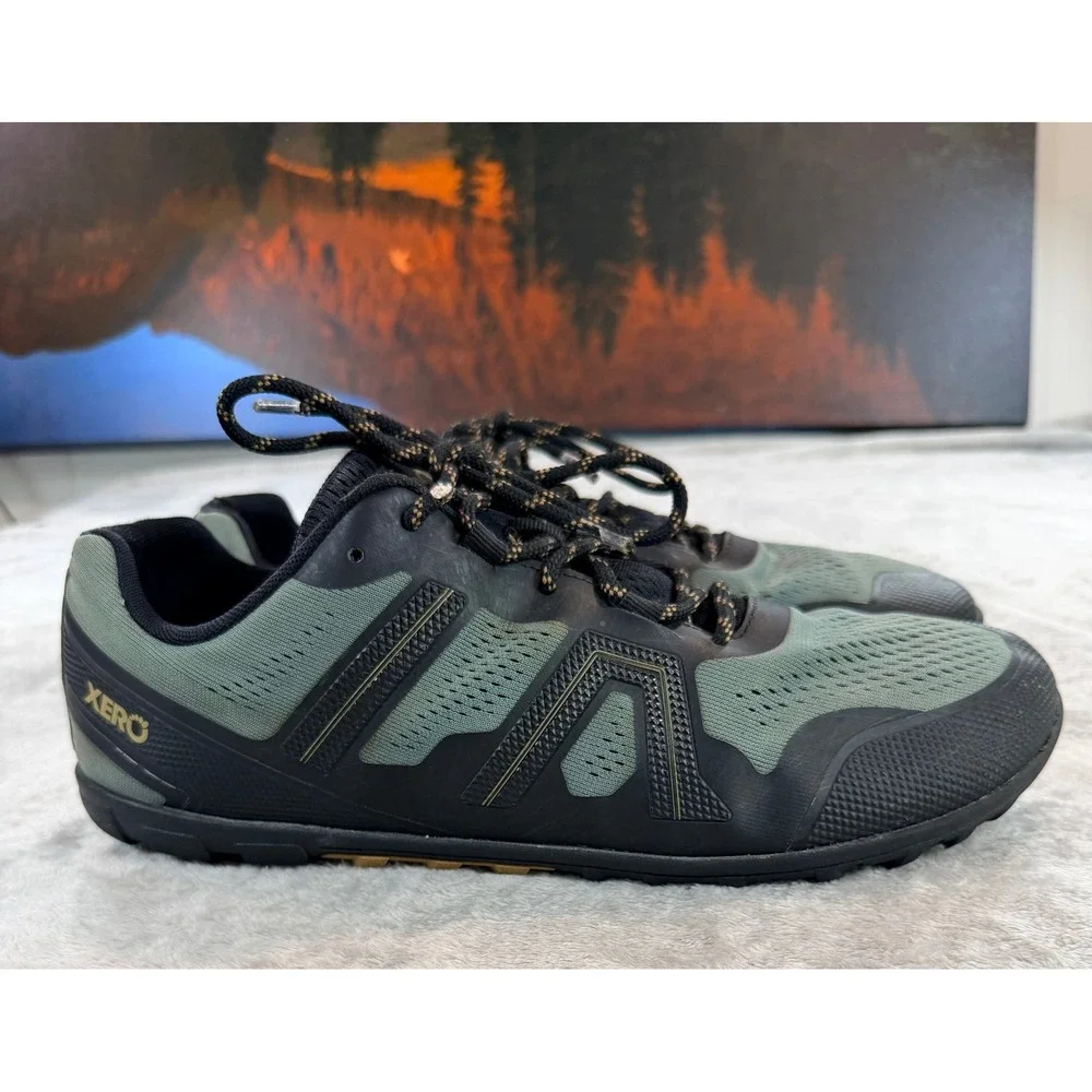 Xero Mens Mesa Trail II Barefoot Running Shoes Green Black 11.5